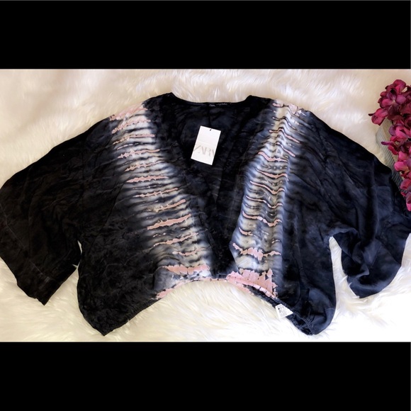 🆕ZARA Cropped Tye Dye Butterfly Top - Picture 1 of 3